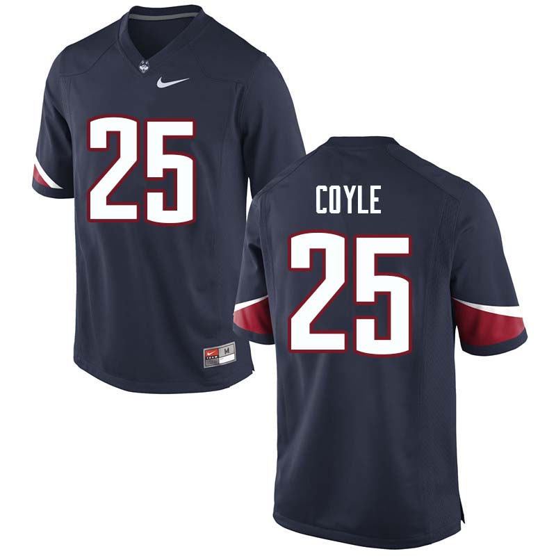 Men's #25 Tyler Coyle Uconn Huskies College Football Jerseys Sale-Navy - Click Image to Close